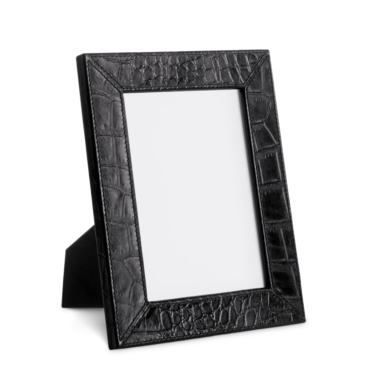 Ramă foto Scaleo, piele neagră cu efect crocodil, set de 2