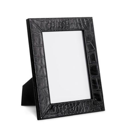 Ramă foto Scaleo, piele neagră cu efect crocodil, set de 2