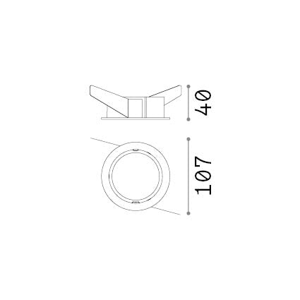 Ramă încastrată Bento rotundă simplă, negru – desen tehnic cu dimensiuni
