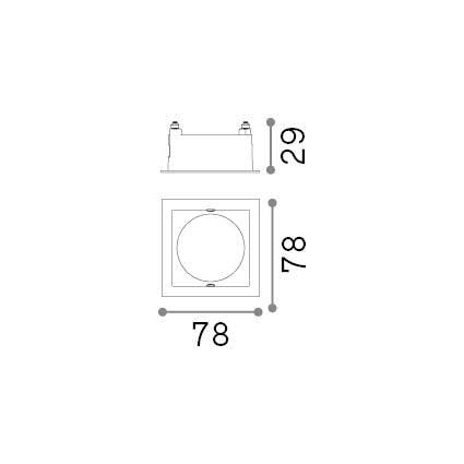 Ramă Zeus cu margine pătrată 13W, negru – desen tehnic cu dimensiuni