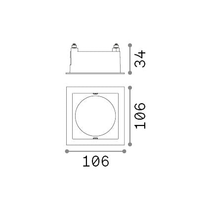 Ramă Zeus cu margine pătrată 21W, alb – desen tehnic cu dimensiuni
