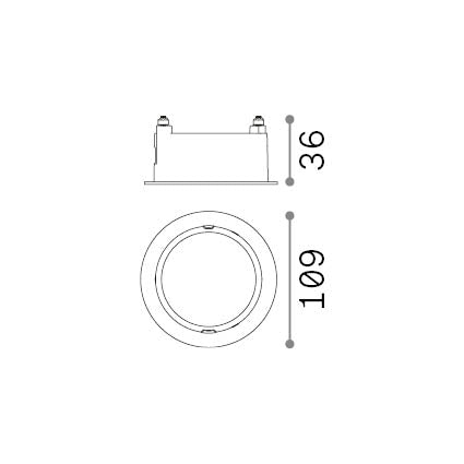 Ramă Zeus cu margine rotundă 21W, negru – desen tehnic cu dimensiuni