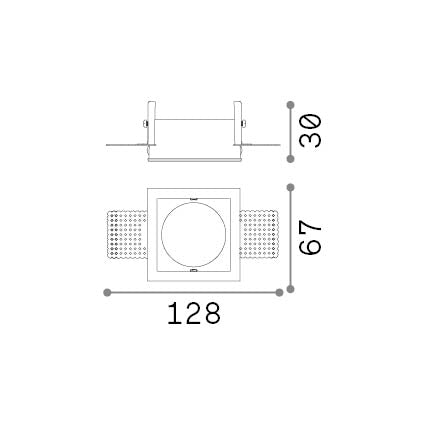 Ramă Zeus fără margine pătrată 13W – desen tehnic cu dimensiuni