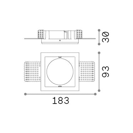 Ramă Zeus fără margine pătrată 21W – desen tehnic cu dimensiuni