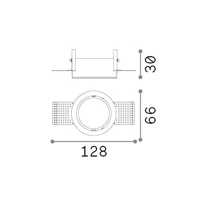 Ramă Zeus fără margine rotundă 13W – desen tehnic cu dimensiuni
