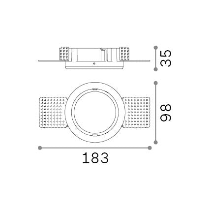 Ramă Zeus fără margine rotundă 21W – desen tehnic cu dimensiuni