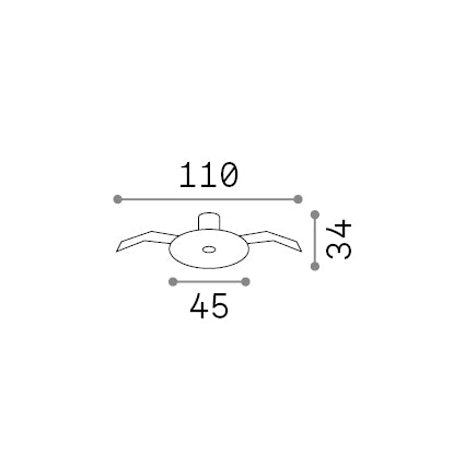 Rozetă încastrată, crom – desen tehnic cu dimensiuni