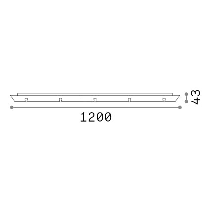 Rozetă liniară 5 lumini, cupru – desen tehnic cu dimensiuni