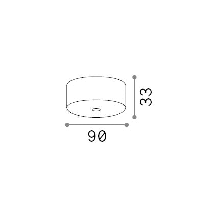 Rozetă magnetică 1 lumină 1E, cupru – desen tehnic cu dimensiuni