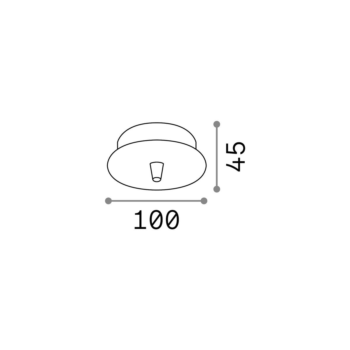 Rozetă standard 1 lumină, negru – desen tehnic cu dimensiuni