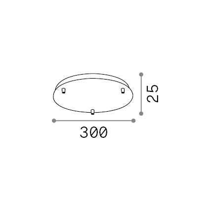 Rozetă standard 3 lumini, alb – desen tehnic cu dimensiuni