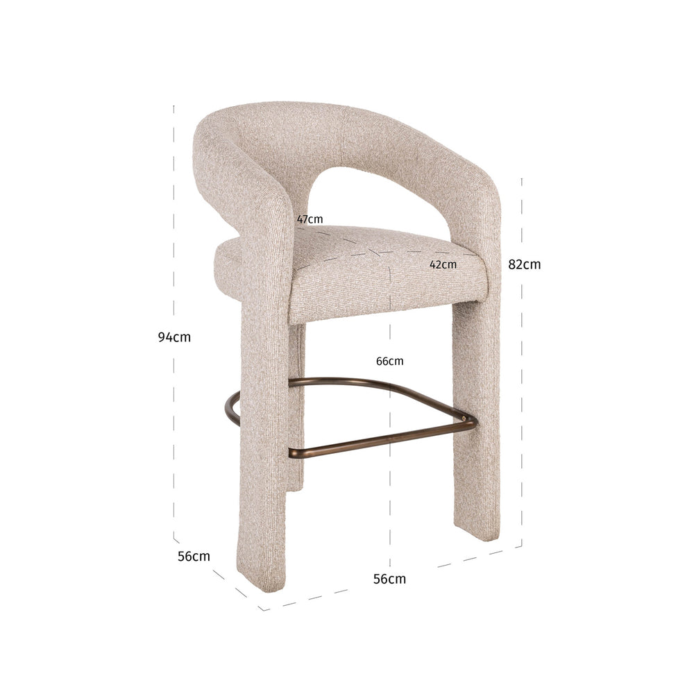 Scaun de bar Belle (înălțime blat), biscotti – desen tehnic cu dimensiuni