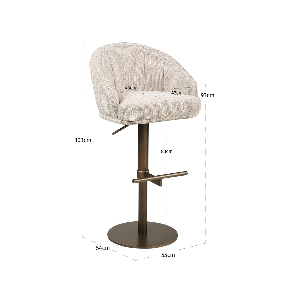 Scaun de bar Beverly, fancy natural, rotativ