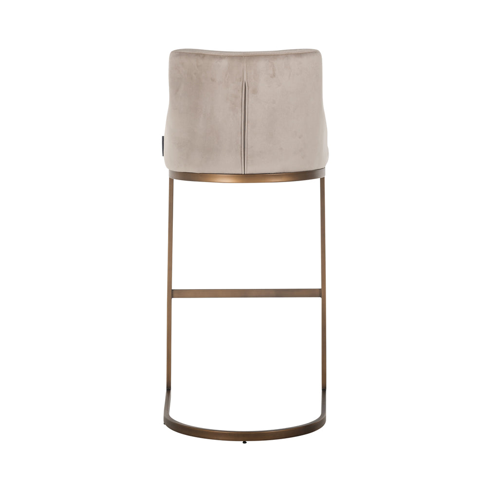 Scaun de bar Bolton, catifea kaki, auriu periat, ignifug (set de 2)