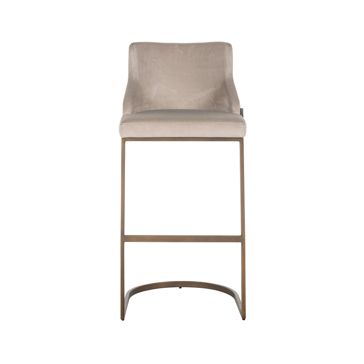 Scaun de bar Bolton, catifea kaki, auriu periat, ignifug (set de 2)