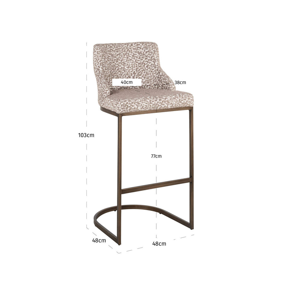 Scaun de bar Bolton, geo natural (set de 2) – desen tehnic cu dimensiuni
