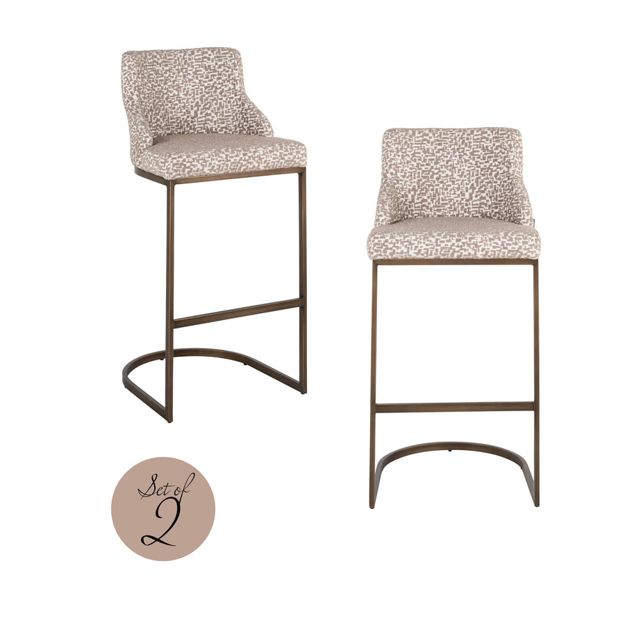 Scaun de bar Bolton, geo natural (set de 2)