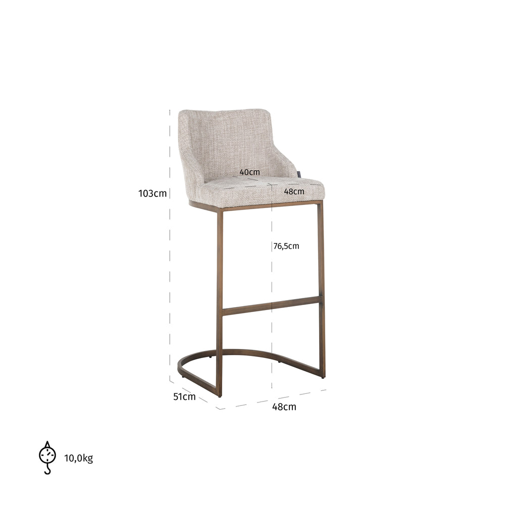 Scaun de bar Bolton, renegade natural (set de 2) – desen tehnic cu dimensiuni