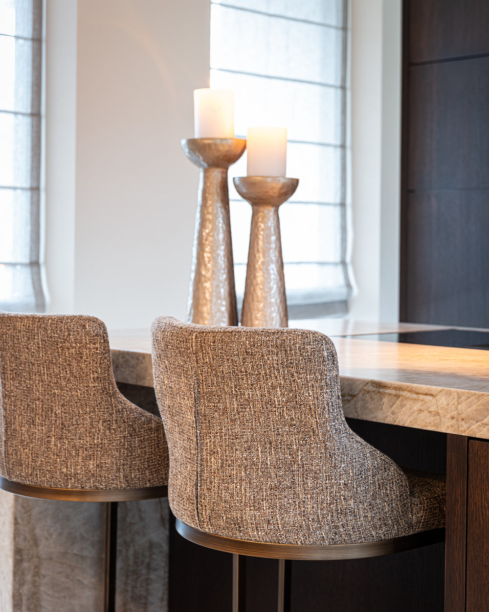 Scaun de bar Bolton, tweed maro (set de 2) – ambient