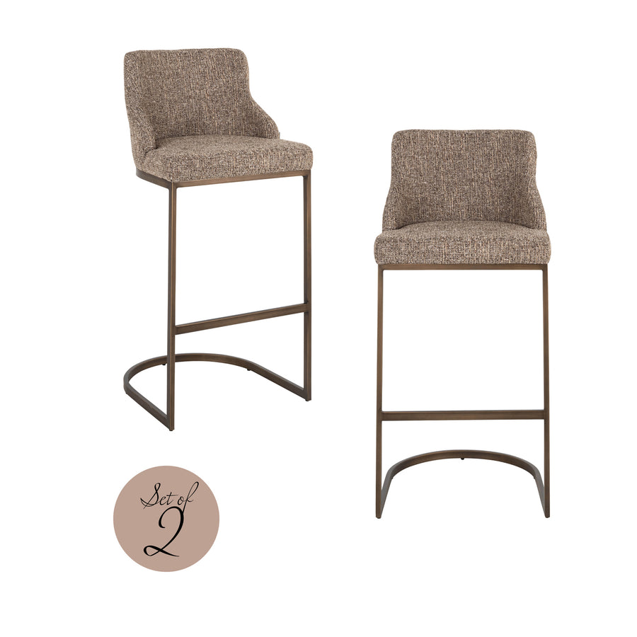 Scaun de bar Bolton, tweed maro (set de 2)