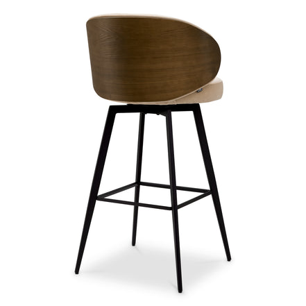 Scaun de bar Camerota, finisaj nuc, sabino bej
