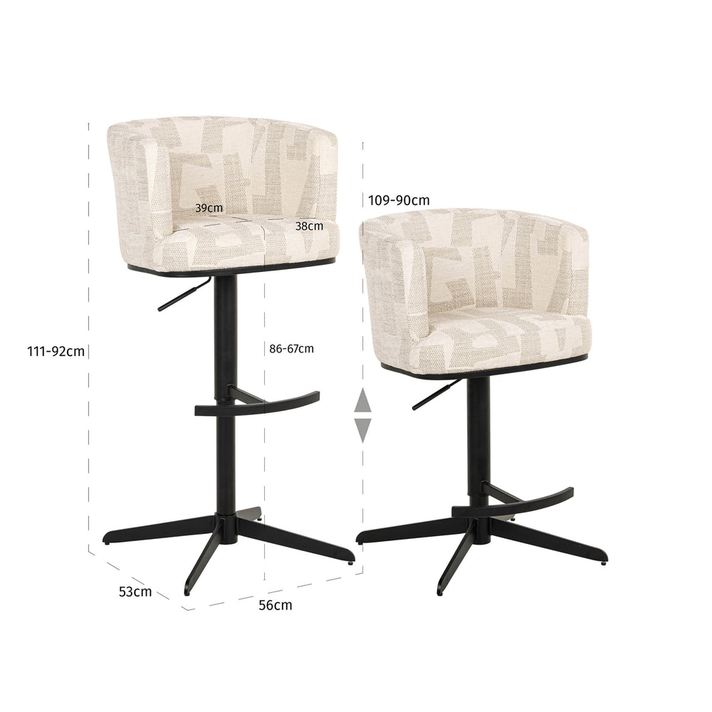Scaun de bar Cheyenne, graffic bej, rotativ