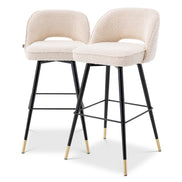 Scaun de bar Cliff, bouclé crem, set de 2