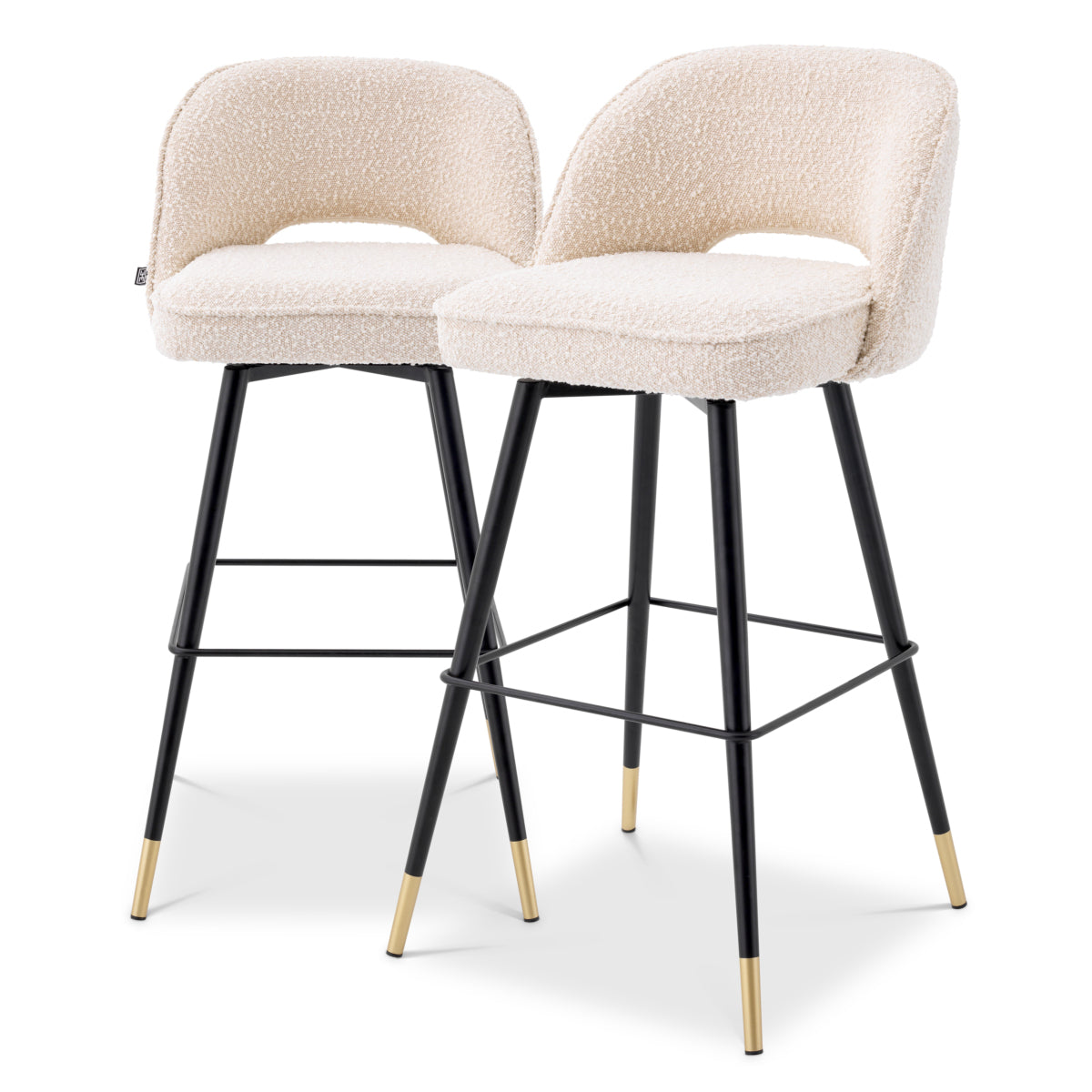 Scaun de bar Cliff, bouclé crem, set de 2