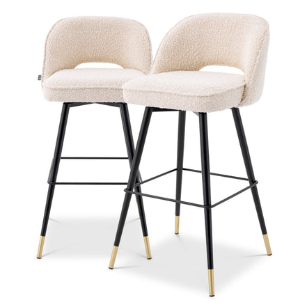 Scaun de bar Cliff, bouclé crem, set de 2