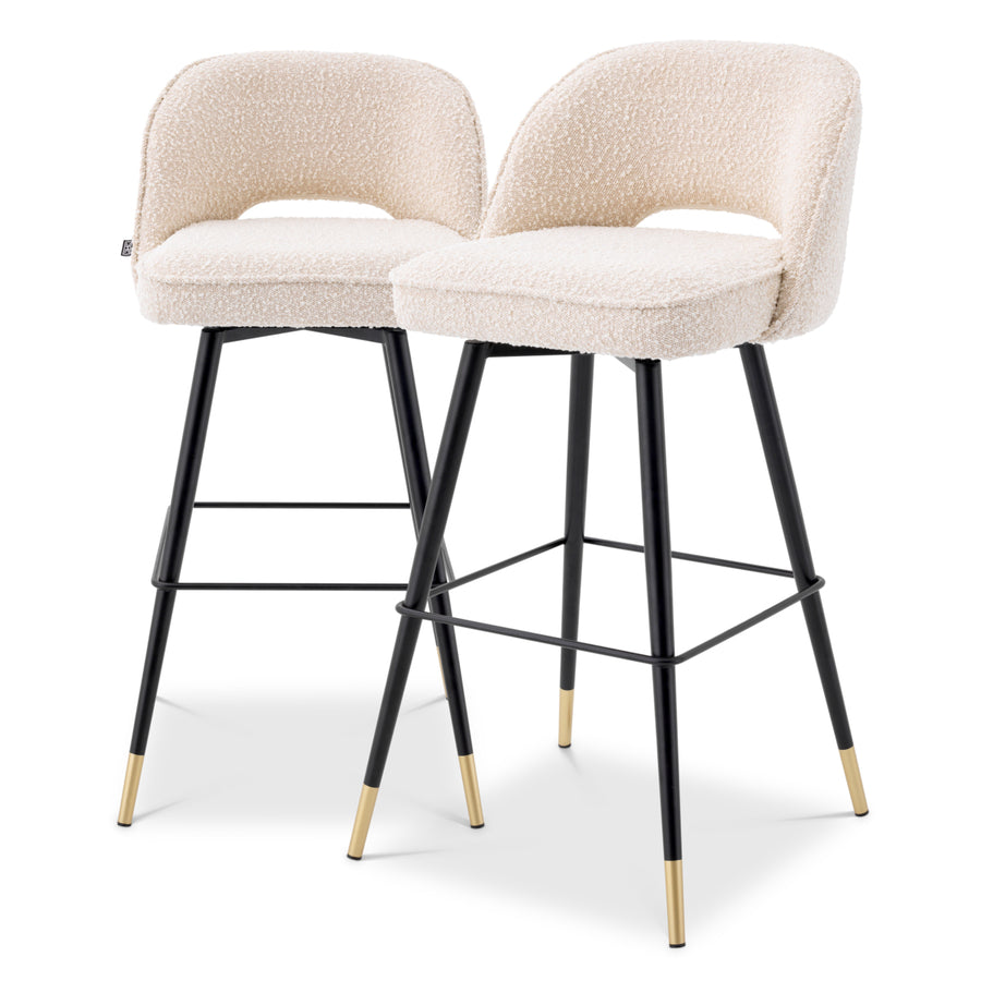 Scaun de bar Cliff, bouclé crem, set de 2