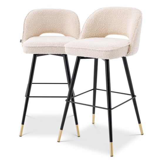 Scaun de bar Cliff, bouclé crem, set de 2