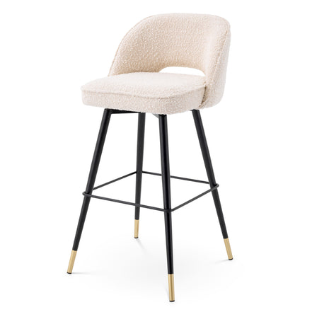 Scaun de bar Cliff, bouclé crem, set de 2