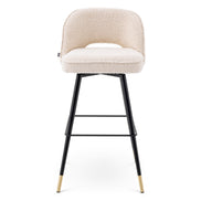 Scaun de bar Cliff, bouclé crem, set de 2