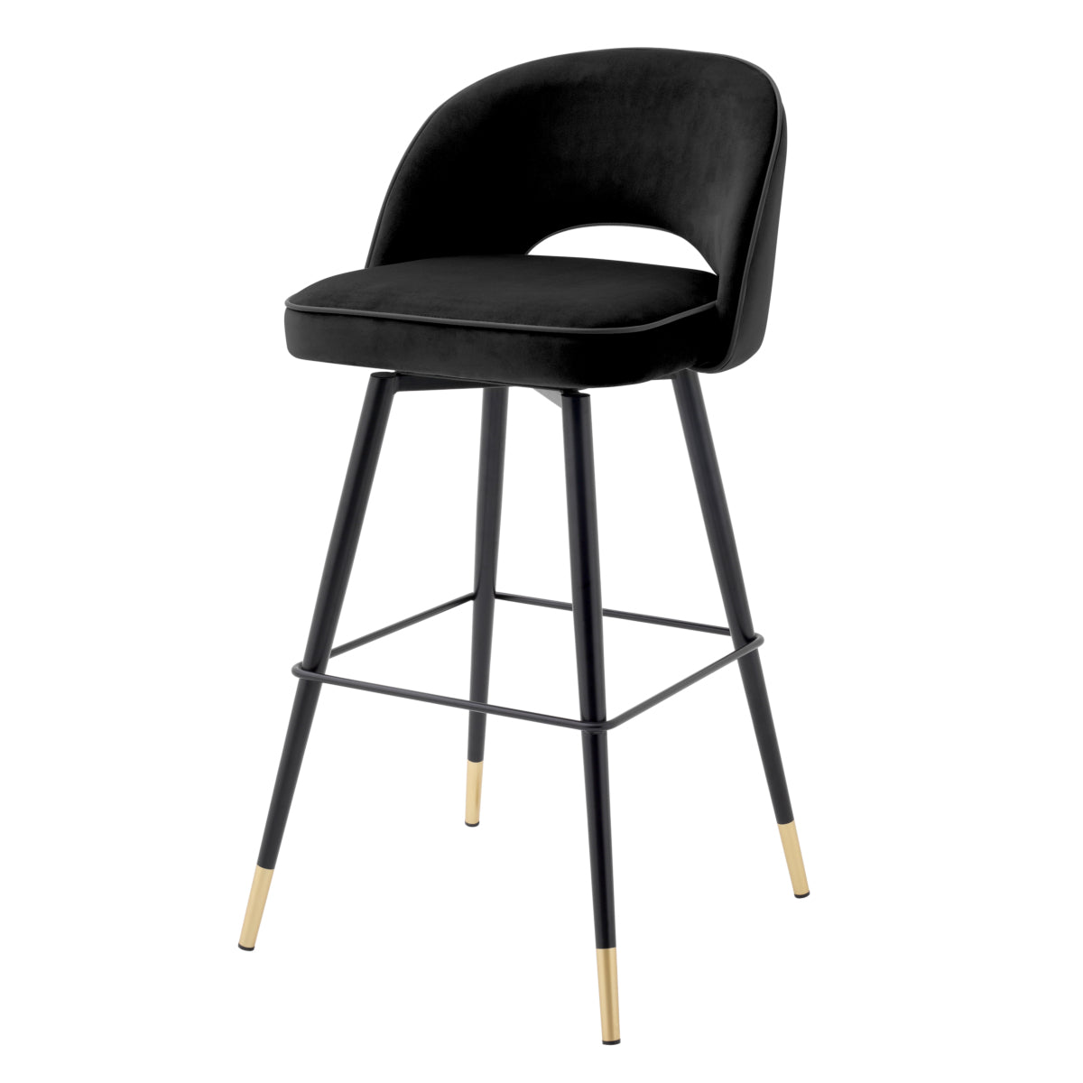 Scaun de bar Cliff, catifea roche neagră, set de 2