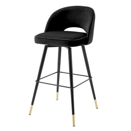 Scaun de bar Cliff, catifea roche neagră, set de 2