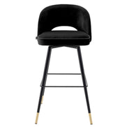Scaun de bar Cliff, catifea roche neagră, set de 2