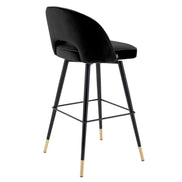 Scaun de bar Cliff, catifea roche neagră, set de 2