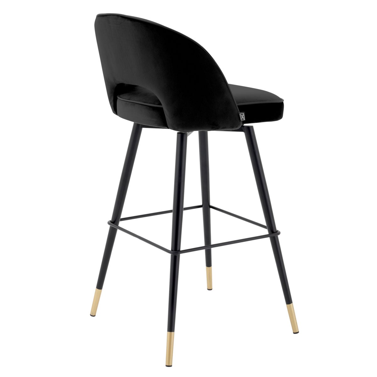 Scaun de bar Cliff, catifea roche neagră, set de 2