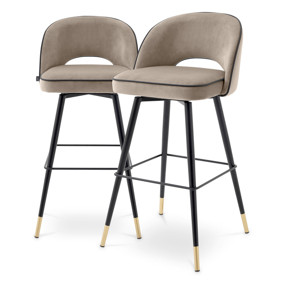 Scaun de bar Cliff, catifea savona greige, set de 2