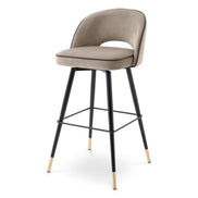 Scaun de bar Cliff, catifea savona greige, set de 2