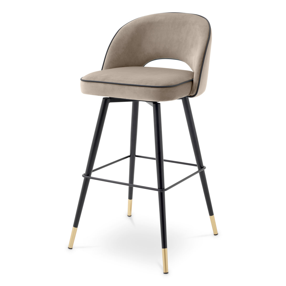 Scaun de bar Cliff, catifea savona greige, set de 2
