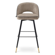 Scaun de bar Cliff, catifea savona greige, set de 2