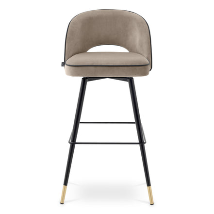 Scaun de bar Cliff, catifea savona greige, set de 2
