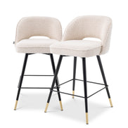 Scaun de bar Cliff (înălțime blat), bouclé crem, set de 2