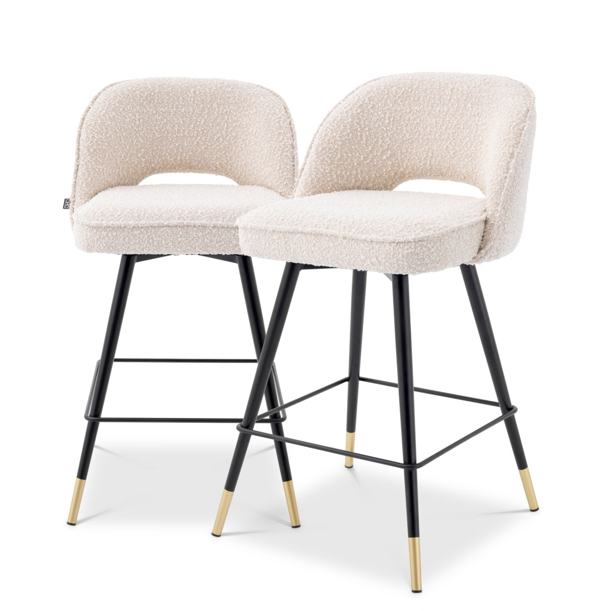 Scaun de bar Cliff (înălțime blat), bouclé crem, set de 2