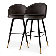 Scaun de bar Cooper, catifea roche gri închis, set de 2