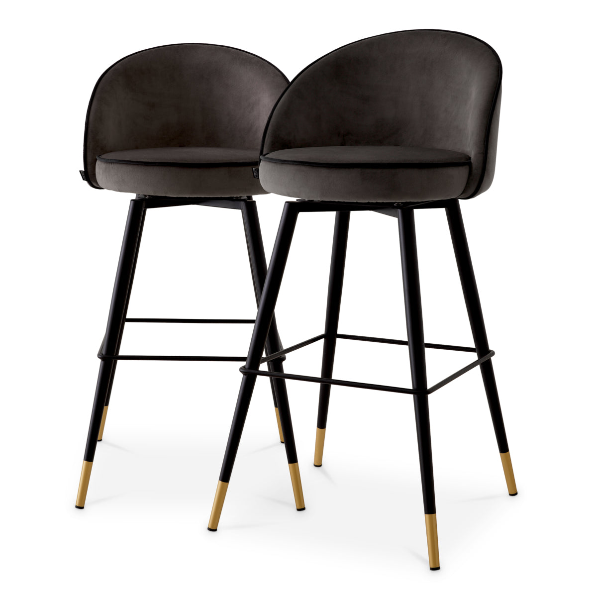 Scaun de bar Cooper, catifea roche gri închis, set de 2