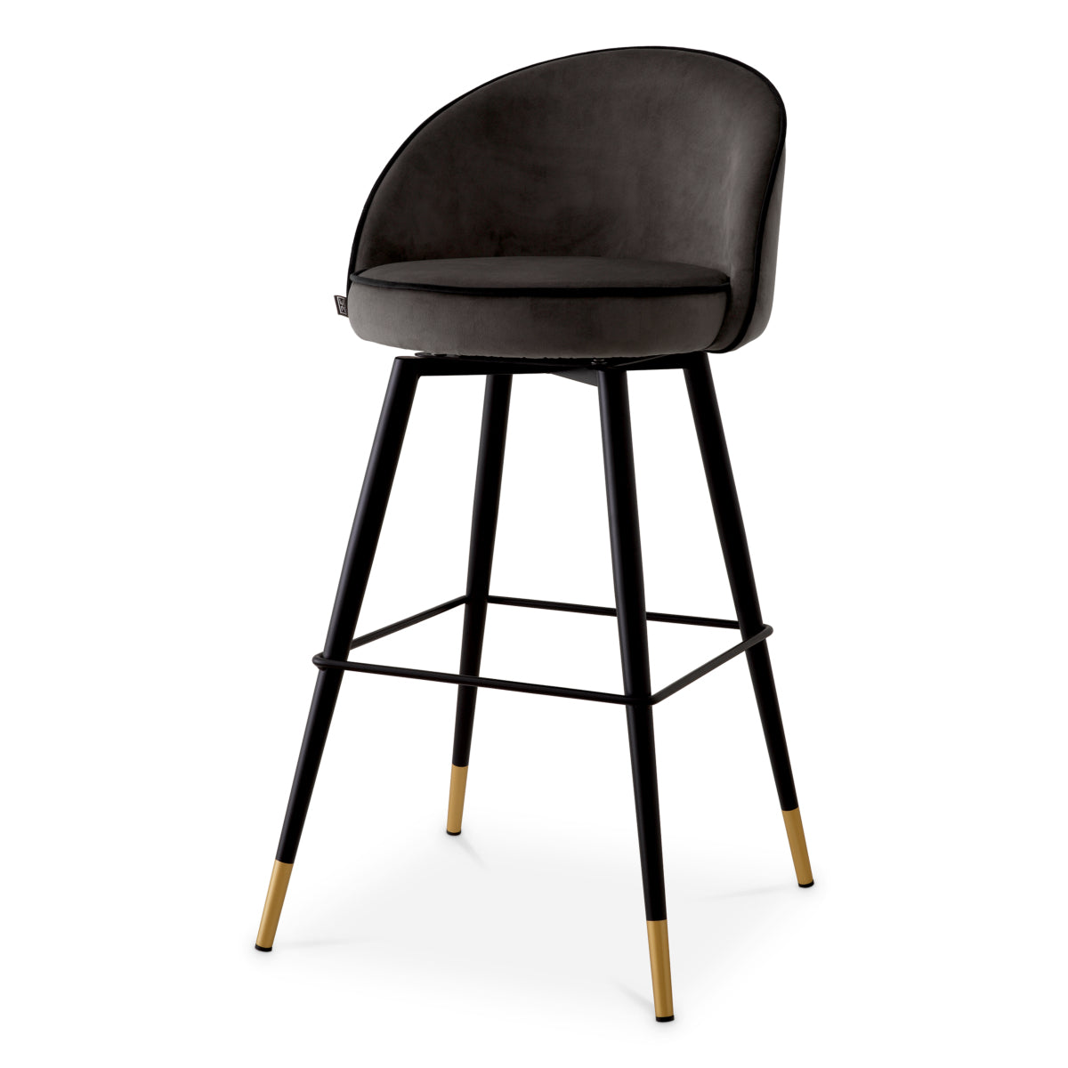 Scaun de bar Cooper, catifea roche gri închis, set de 2