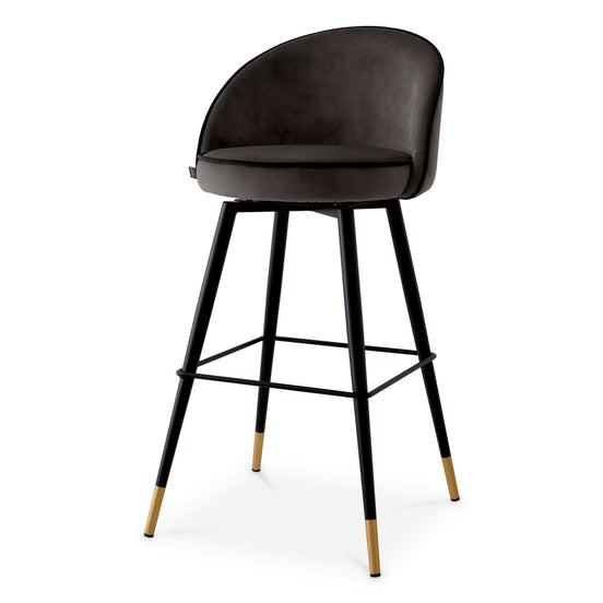 Scaun de bar Cooper, catifea roche gri închis, set de 2