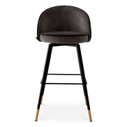 Scaun de bar Cooper, catifea roche gri închis, set de 2